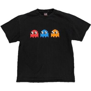 Vintage PAC-MAN T-Shirt Size Medium Black 2004 Namco Arcade Ghost GIANT TAG